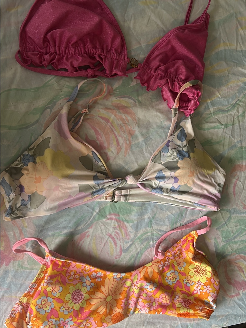 Women’s Floral & Pink Mixed Bikini Tops dippin daisys, target, Walmart